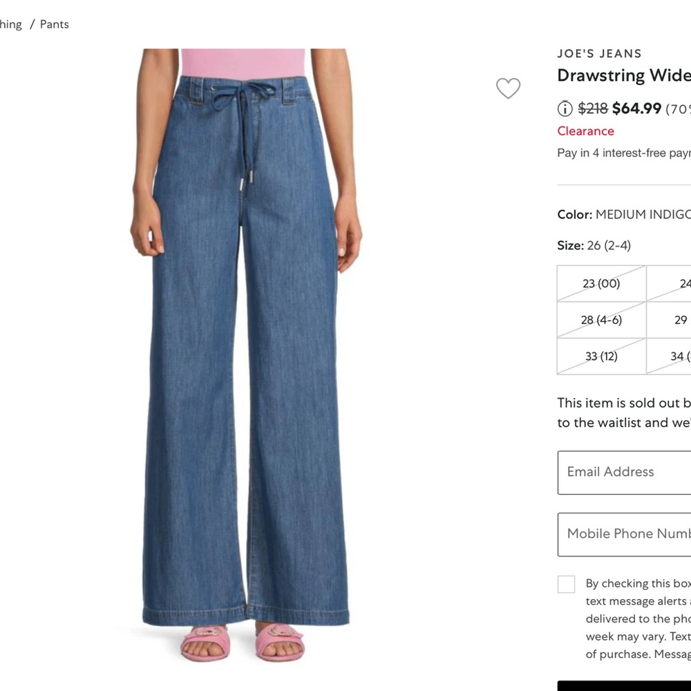 ISO Joe's Jeans Women's Blue Wide-Leg Jeans. ISO SIZE 26